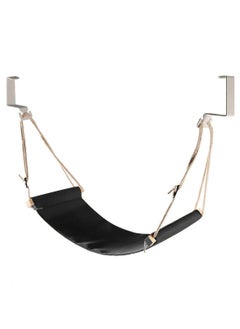 SYOSI Foot Hammock Ergonomic Foot Rest Portable Adjustable Desk Hammock Stand for Home Office with Headphones Holder Black Adjustable Height Flight Carry on Foot Rest Hammock Wrap  - Image 1