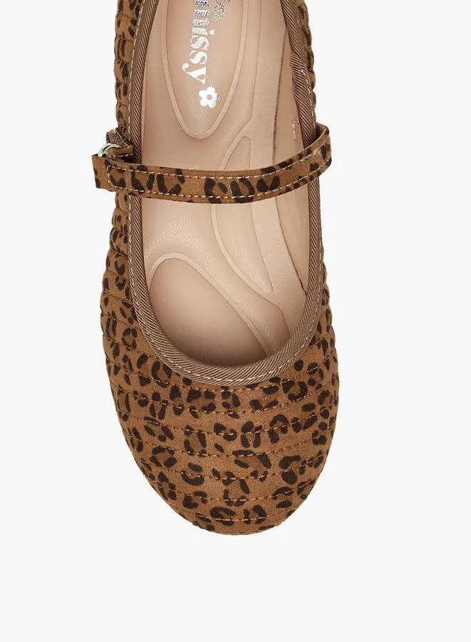 Little Missy BROWN Animal Print Ballerina Shoes With Hook And Loop Closure for Women | Best Price UAE