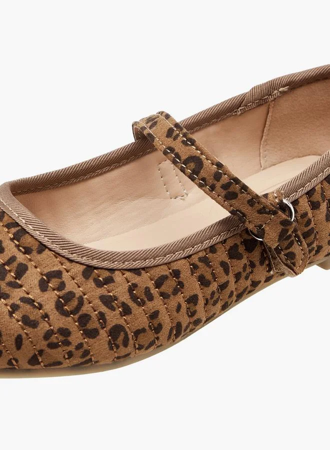 Little Missy BROWN Animal Print Ballerina Shoes With Hook And Loop Closure for Women | Best Price UAE