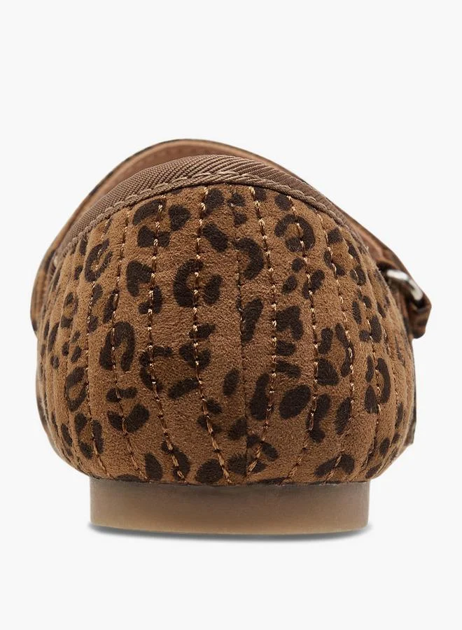 Little Missy BROWN Animal Print Ballerina Shoes With Hook And Loop Closure for Women | Best Price UAE