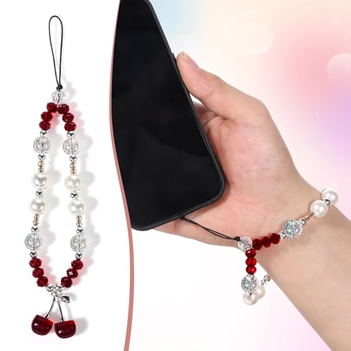 XFSAFDM Phone Charms For Girls Cute Cherry Butterfly Cell Phone Lanyard Strap Wrist Strap For Bag Earphones Camera Pendants Decor - Image 3