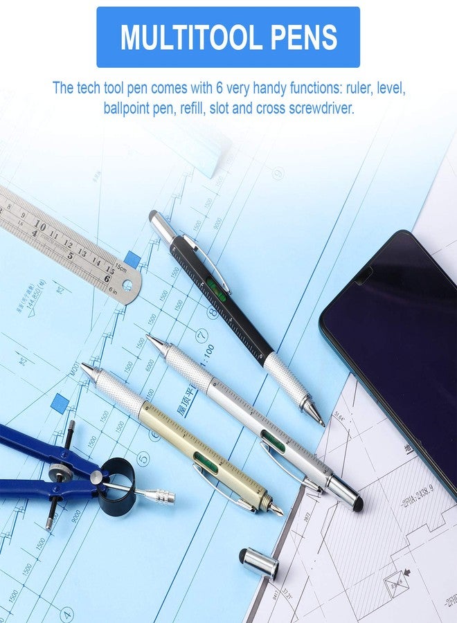 Honoson 30 Pcs Tool Pen for Men Gift 6-in-1 Multitool Tech Tool Pen with Ruler, Level Gauge, Ballpoint, Stylus, Screwdriver and Slotted Screwdriver Multifunction Gift for Him Dad Father Day - Image 5