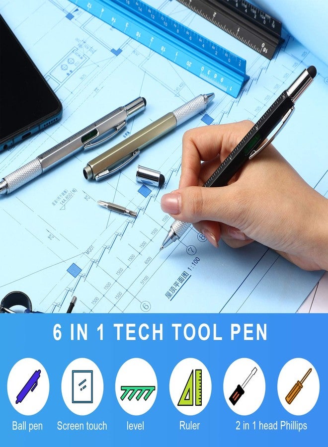 Honoson 30 Pcs Tool Pen for Men Gift 6-in-1 Multitool Tech Tool Pen with Ruler, Level Gauge, Ballpoint, Stylus, Screwdriver and Slotted Screwdriver Multifunction Gift for Him Dad Father Day - Image 4