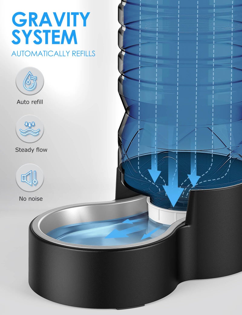 Heouvo 2.1 Gallon Automatic Dog Water Dispenserã€Wide Mouth for Easy Hand-in Cleaningã€‘ã€Removable Stainless Steel Bowlã€‘, Gravity Refilling Large Capacity for Cats and Dogs, Multi-Pet Homes - Image 5
