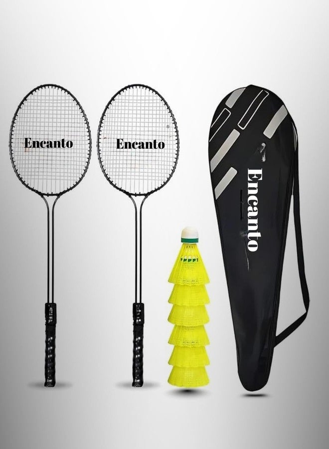 Encanto Xylofit Badminton Rackets Set of 2 with Full Kit | Lightweight Rackets with Nylon Shuttlecocks & Carry Bag | Beginner Tennis Badminton Combo for Family (Badminton Rackets with 3 Shuttlecocks) - Image 2