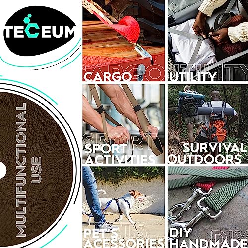 TECEUM 1 Inch Webbing – Brown – 10 Yards – 1” Webbing for Outdoors Indoors Crafting DIY nw - Image 4