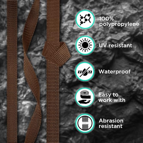TECEUM 1 Inch Webbing – Brown – 10 Yards – 1” Webbing for Outdoors Indoors Crafting DIY nw - Image 3