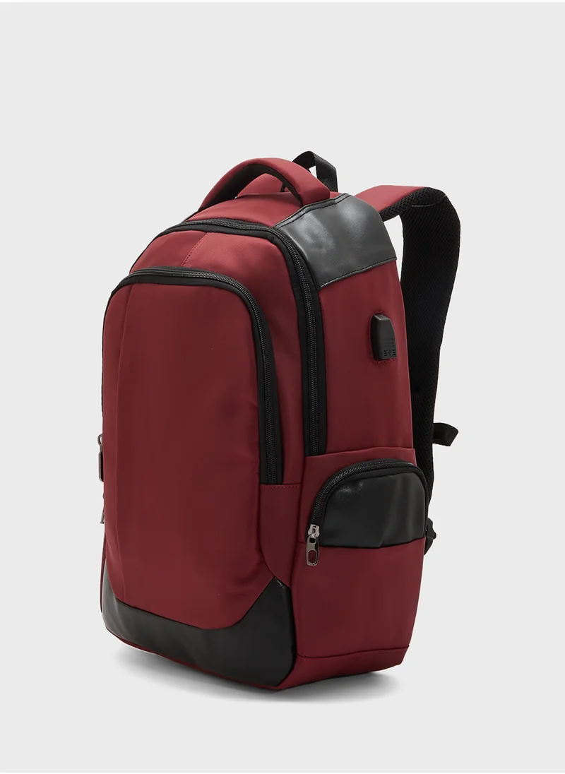Robert Wood Premium Backpack With Pocket Organiser And Usb Port
