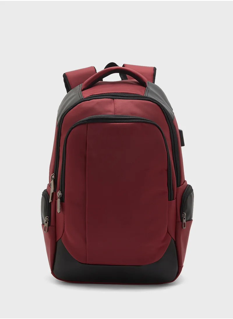 Robert Wood Premium Backpack With Pocket Organiser And Usb Port