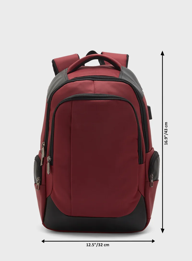 Robert Wood Premium Backpack With Pocket Organiser And Usb Port