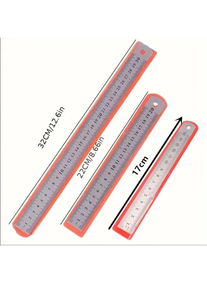 3pcs Stainless Steel Rulers Set 5 91in 7 87in 11 81in Different Sizes - Image 1