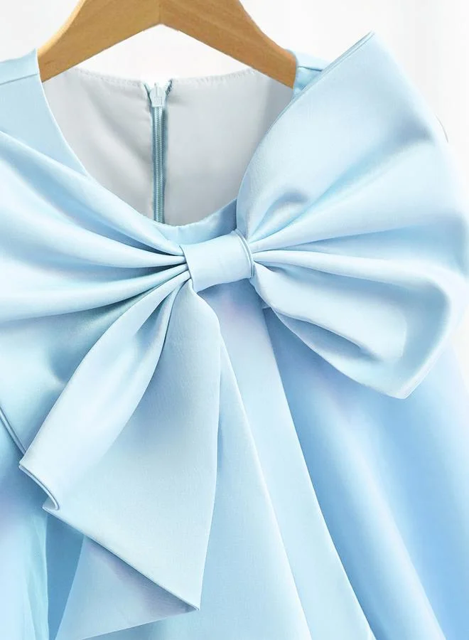 Take Two Sleeveless Mesh Dress with Bow Detail by Styli