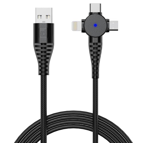 Dubstep Blaze Trinity 50W 3 in 1 USB Type C Cable 1 m USB-A to Type-C + MicroUSB + Type-L Fast Charge Cable (Compatible with Mobile, Tablet, Laptop, Black, One Cable) - Image 1