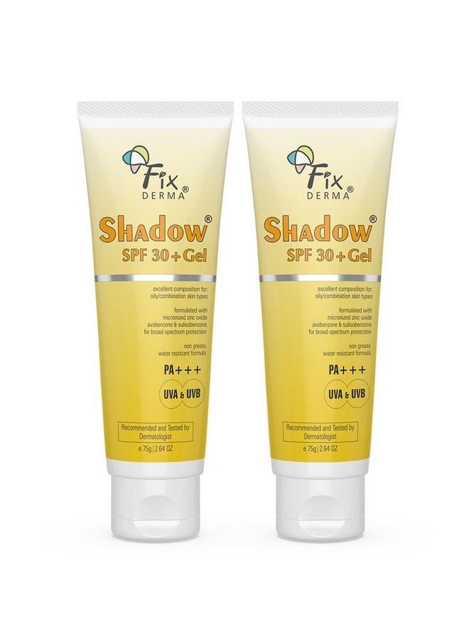 FIXDERMA Shadow Sunscreen Spf 30+ Gel Pa+++ Sunscreen For Oily Skin Sun Screen Protector Spf 30 Sunscreen For Body & Face Uva & Uvb Protection Sunscreen For Women & Men 40Gm (Pack Of 2)  - Image 1