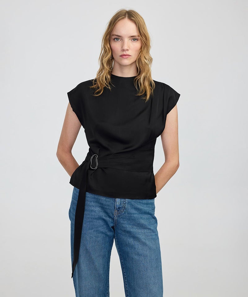 Ipekyol Satin-Effect Belted Blouse - Image 1