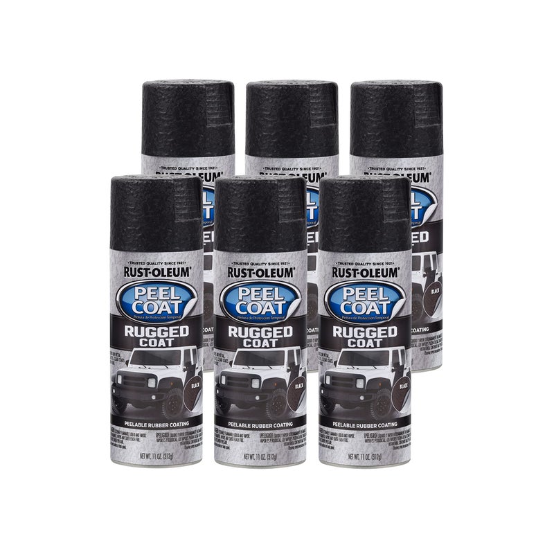Rust-Oleum 311281-6PK Automotive Peel Rugged Coat Spray, 11 oz, Black, (Pack of 6) - Image 1
