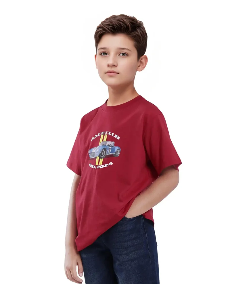Rare Ones Rare Ones Kids Speed Red Cotton Half Sleeve Printed Slip-On Closure Regular Fit T-Shirt