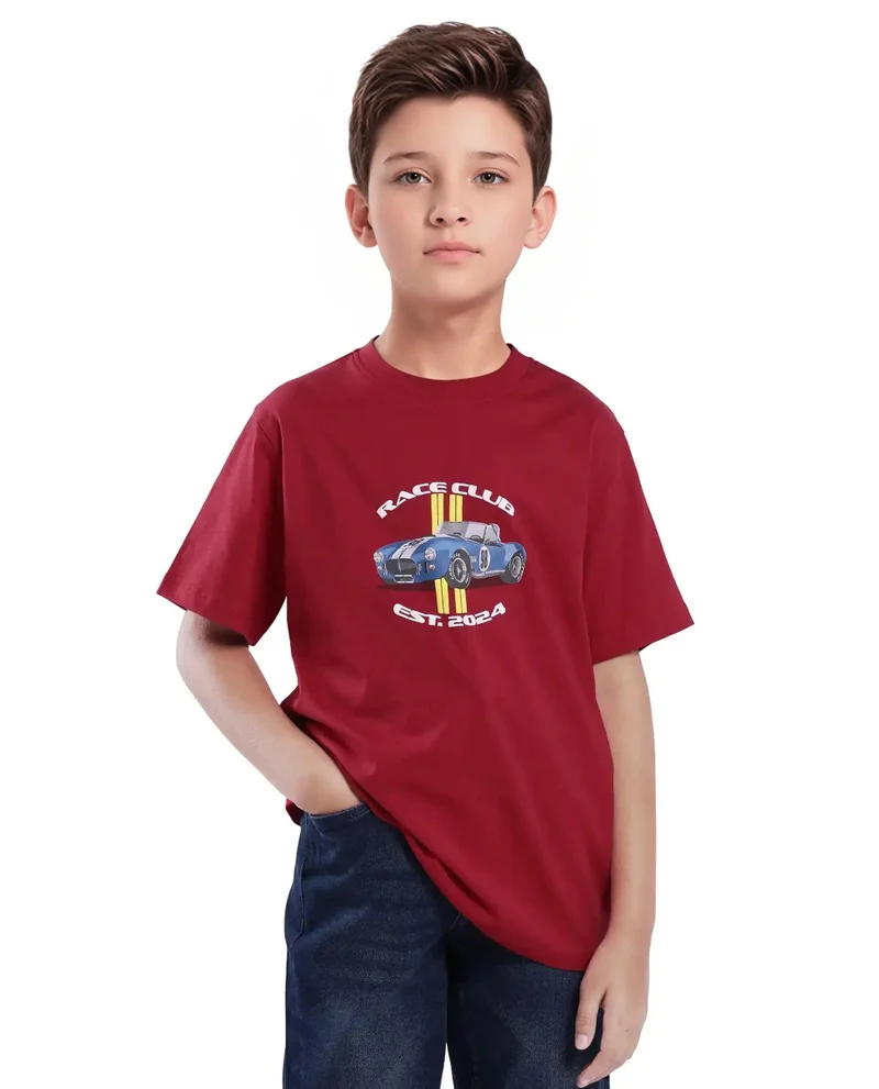 Rare Ones Rare Ones Kids Speed Red Cotton Half Sleeve Printed Slip-On Closure Regular Fit T-Shirt