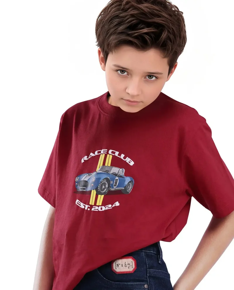 Rare Ones Rare Ones Kids Speed Red Cotton Half Sleeve Printed Slip-On Closure Regular Fit T-Shirt