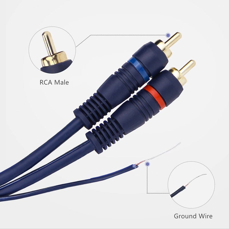 Ullnosoo UIInosoo RCA Cable With Ground Wire, 10ft Turntable Gold Plated 2RCA Male to 2RCA Male Stereo Interconnect for Turntable, Preamp, Record Player, Amplifier - Image 2
