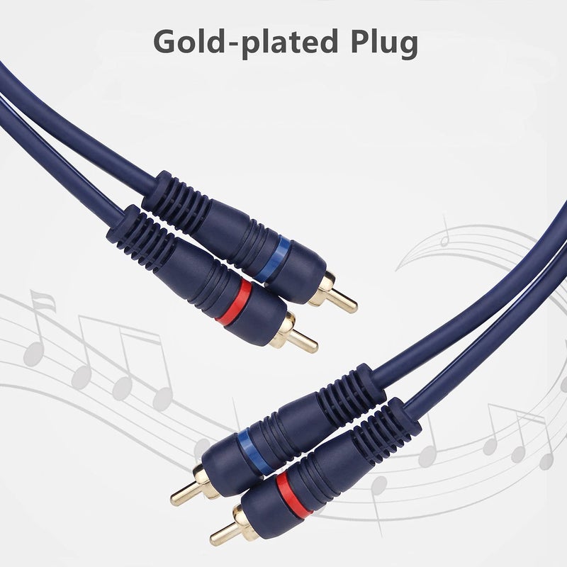 Ullnosoo UIInosoo RCA Cable With Ground Wire, 10ft Turntable Gold Plated 2RCA Male to 2RCA Male Stereo Interconnect for Turntable, Preamp, Record Player, Amplifier - Image 3