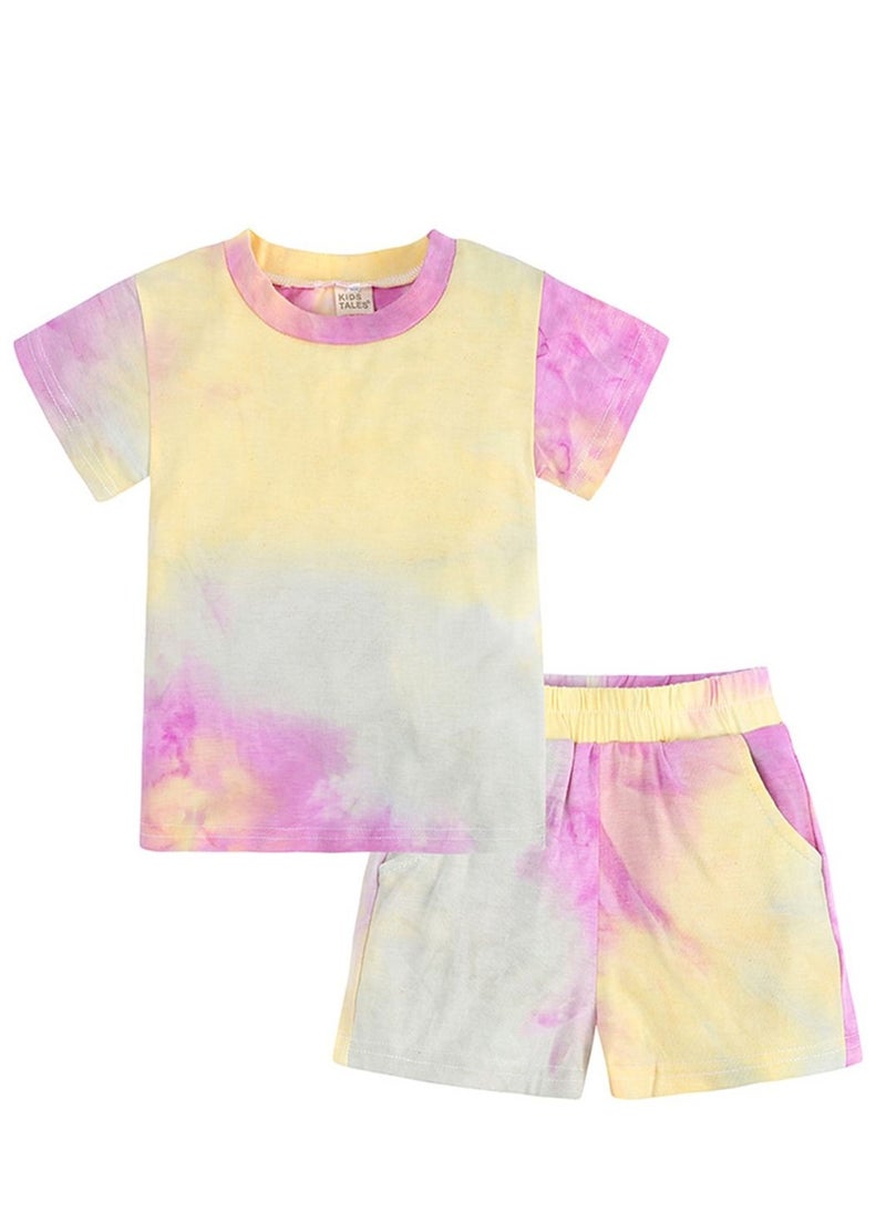 KIDS TALES - Fashion Children's T-shirt Short Sleeve Set Yellow - Image 1