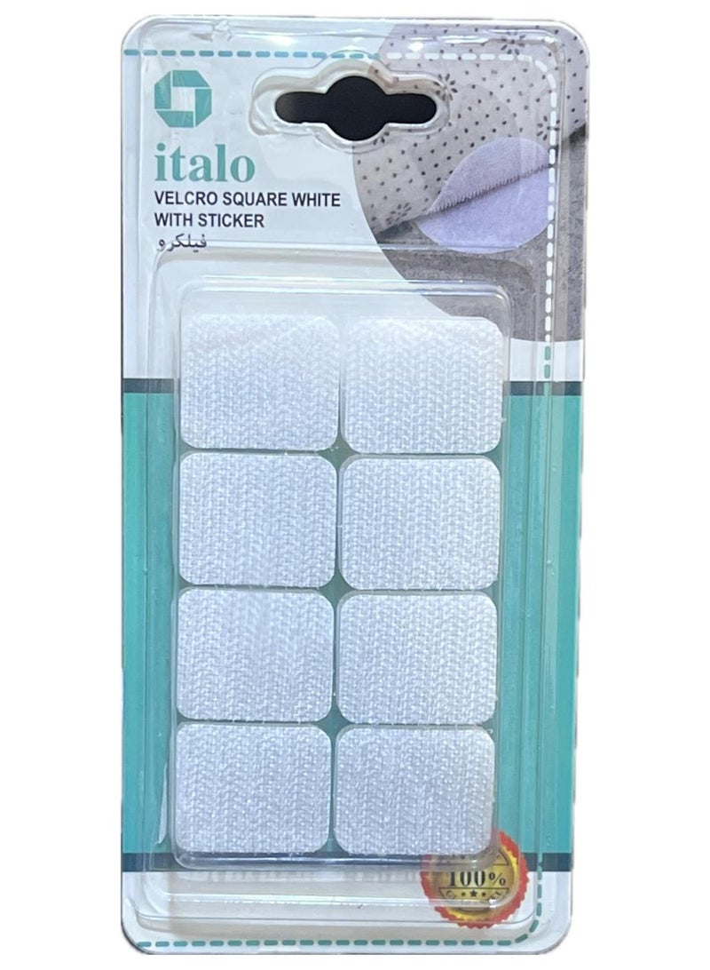 ITALO 4 Velcro Square White With Adhesive Sticker, Strong Back Adhesive Double Sided Sticker,Indoor or Outdoor Use,3x3 cm - Image 2