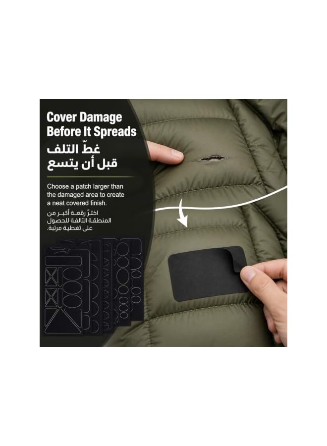 S-TOP 129Pcs Black Nylon Self-Adhesive Down Jacket Repair Patches – Waterproof, Durable Patch Kit for Jackets, Tents, Sleeping Bags, and Outdoor Gear (12 Sheets) - Image 2