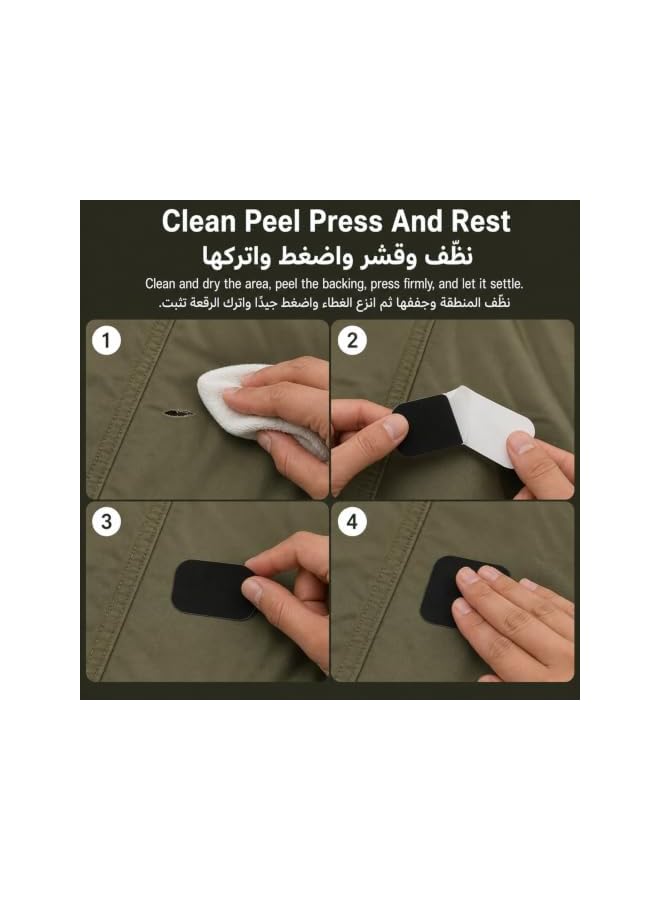 S-TOP 129Pcs Black Nylon Self-Adhesive Down Jacket Repair Patches – Waterproof, Durable Patch Kit for Jackets, Tents, Sleeping Bags, and Outdoor Gear (12 Sheets) - Image 3