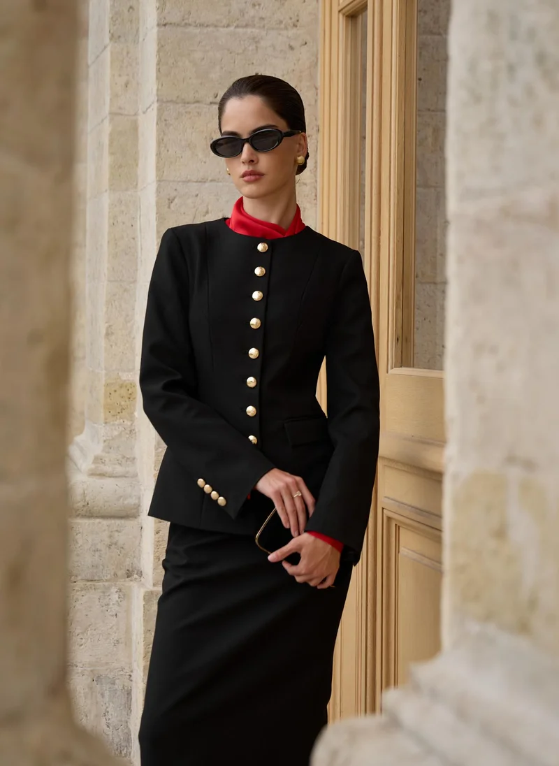 Lichi Flared jacket with large golden buttons