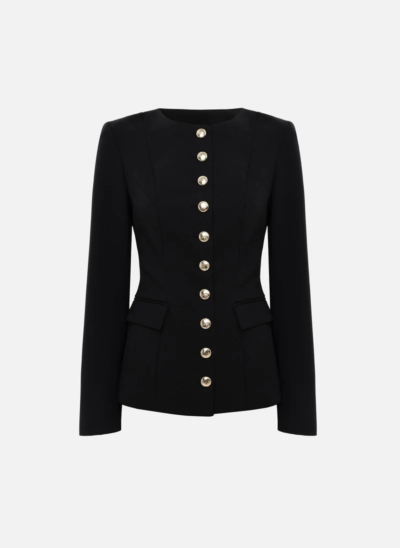 Lichi Flared jacket with large golden buttons