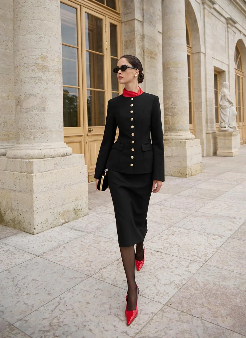 Lichi  Flared jacket with large golden buttons for Women | Best Price UAE