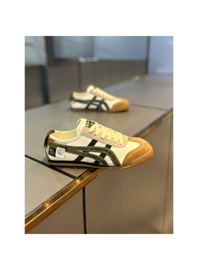 Onitsuka Tiger أحذية أونيتيكا تايجر مكسيس 66 ريترو - أحذية كاجوال كلاسيكية للجنسين بتصميم مخطط أيقوني
