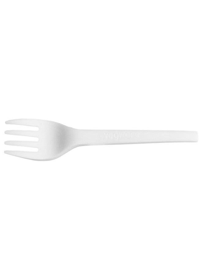 Vegware Compostable CPLA White Plastic Forks, Case of 1000, Disposable, Renewable Material Made from Plants, Sturdy and Strong, Hot or Cold Applications - Image 1