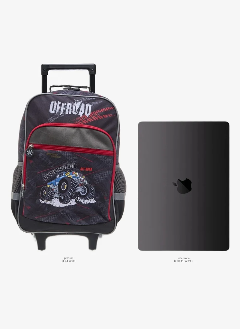 LBL By Shoexpress Graphic Print Trolley School Backpack With Retractable Handle - 44X16X30 Cm