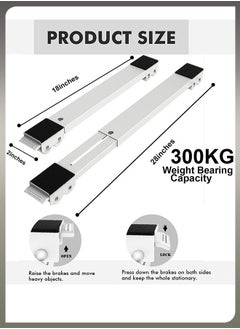 Toshionics Extensible Heavy Duty Adjustable Appliance Moving Roller for Home Washing Machines Refrigerators Dryers Dishwashers Heavy Power Tools and Equipment with Wheels Anti Skid Pad for 300kg  - Image 3