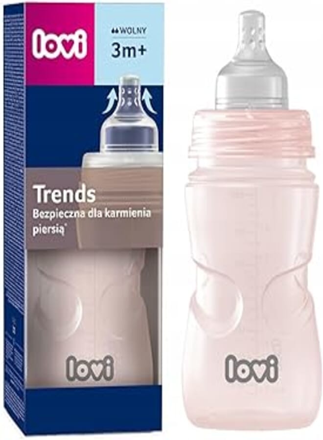 LOVI Trends bottle 250ml with teat 3+m-PINK