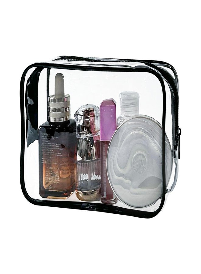 TotePrint Neon TSA Approved Clear Toiletry Pouch, 7"x2.3"x4.7" Size, PVC Travel Makeup Bags for Toiletries, Transparent Cosmetic Bag for Women and Men Small, Transparent (black bone ), 7 x 2.3 x 4.7 - Image 1