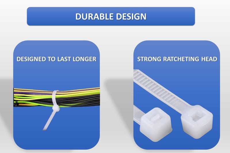 Kable Kontrol Cable Zip Ties Natural White 1000 Pcs 11 Inch, 50 Lbs Tensile Strength, Self-locking Natural Nylon Clear Plastic Wire Ties wraps for Indoor or Outdoor Use - Image 5