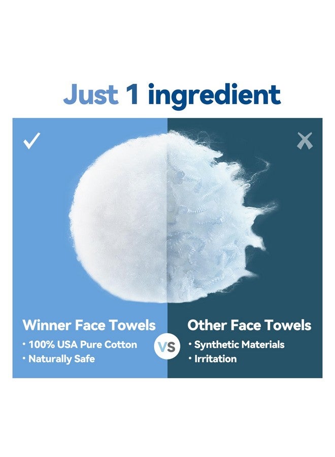 وينر مناشف الوجه وينر، مناشف وجه للاستخدام مرة واحدة مصنوعة من القطن الأمريكي بنسبة 100%، مناديل وجه غير معطرة، مناديل جافة لإزالة المكياج فائقة النعومة، مناشف وجه متينة لتنظيف البشرة، 55 منديلًا، عبوة واحدة - Image 2