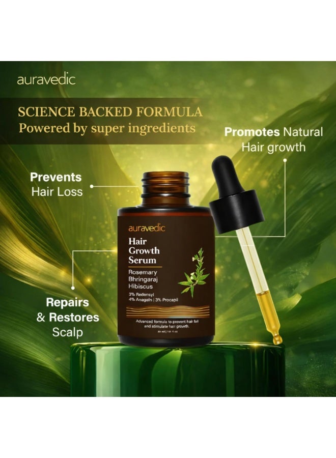 Auravedic Hair Growth Serum with 3% Redensyl, 4% Anagain, 3% Procapil ,30ml - Image 3