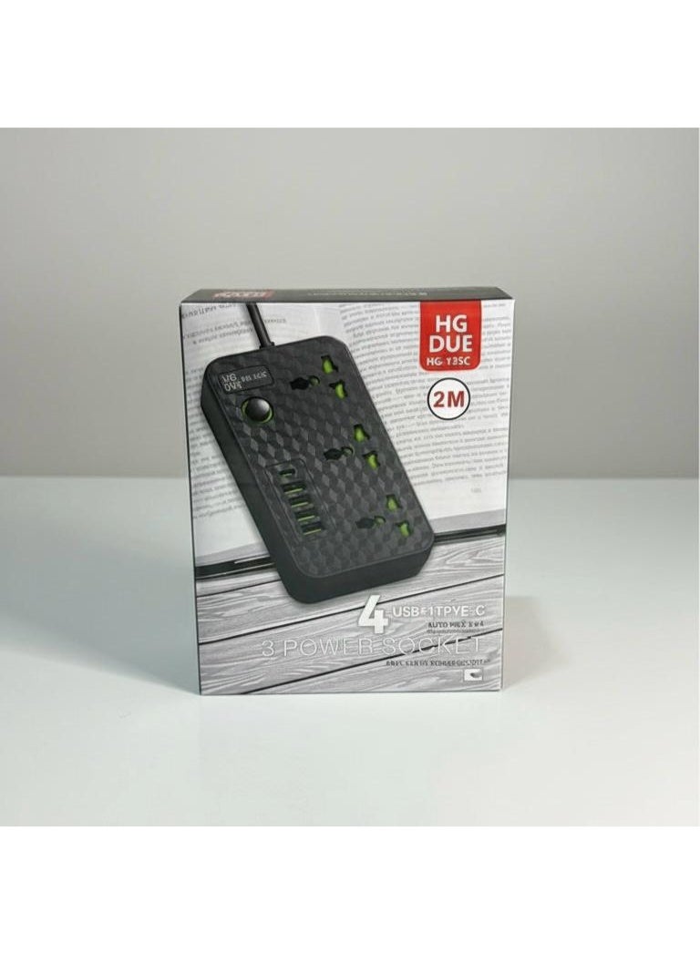 لوحة توزيع متعددة المنافذ مزودة بـ 3 منافذ عالمية، و4 منافذ USB وType-C، وشحن سريع 3.4 أمبير - Image 5