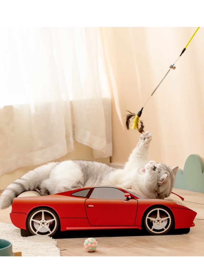 MissTiara Cat toys, cat scratching board sports car style, wear-resistant and non-chipping, corrugated paper cat claw board scratch-resistant cat bed 60X27X17cm  - Image 2