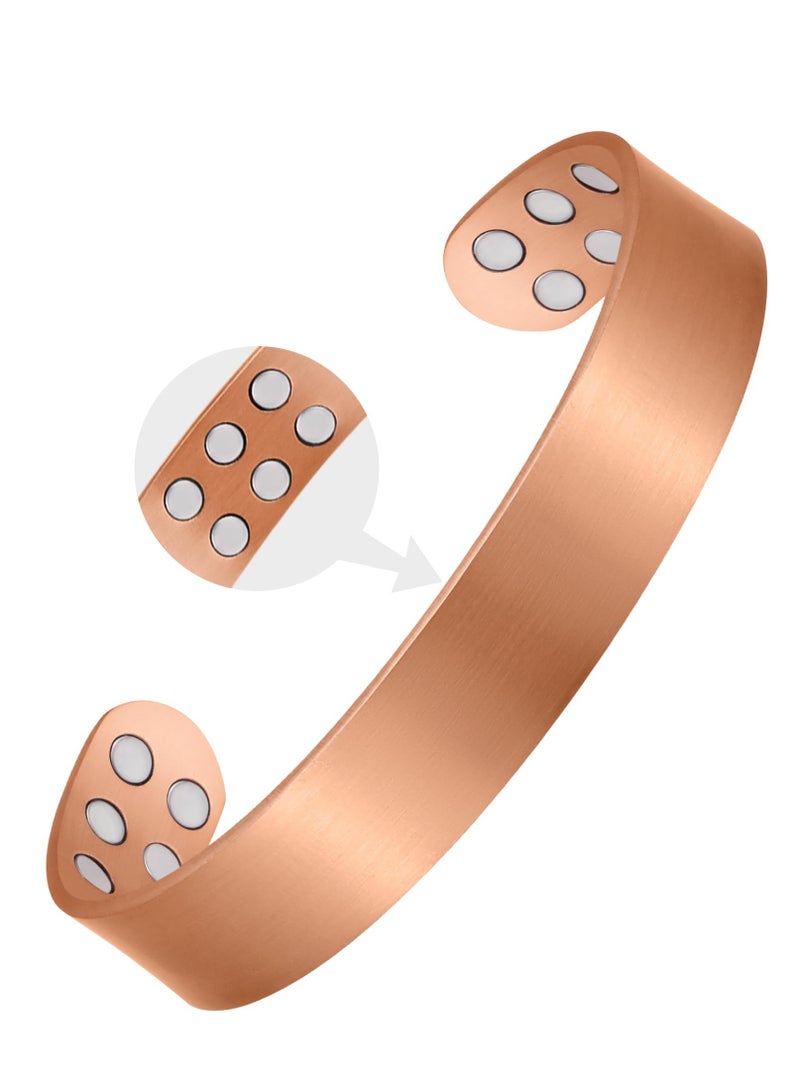 Pure Copper Magnetic Bracelet for Men 18X Strength Adjustable Cuff Bangle with 8 Therapeutic Magnets Classic Style Unisex Wellness Jewelry Gift Idea - Image 1