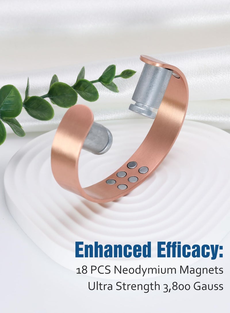 Pure Copper Magnetic Bracelet for Men 18X Strength Adjustable Cuff Bangle with 8 Therapeutic Magnets Classic Style Unisex Wellness Jewelry Gift Idea - Image 5