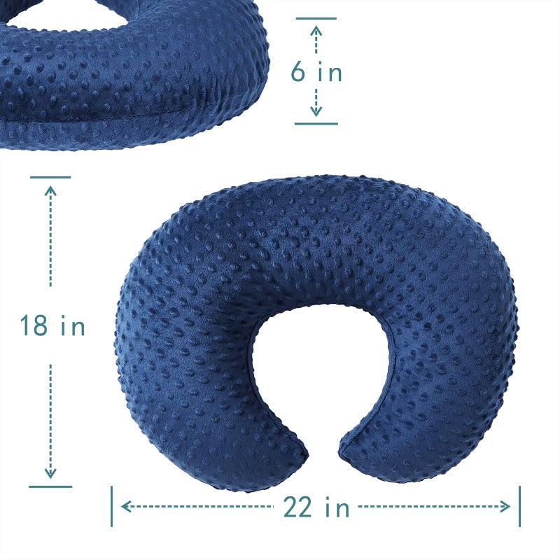 QUENESS Nursing Pillow and Positioner, Breastfeeding, Bottle Feeding, Baby Sitting Support with Removable Ultra Soft Cover, Tummy Time Support for Baby Boys and Girls (Estate Blue) - Image 4