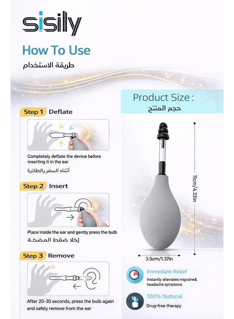 Sisily Ear Pressure Relief Suction Device – Airplane Ear Pain & Pressure Tool, Helps Inner Ear Balance, Non-Medication Migraine & Headache Tension Relief - Image 4