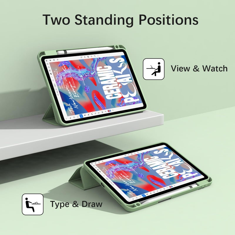 Divufus Case for iPad Pro 11 inch 4th/3rd/2nd Generation, Lightweight Slim Auto Sleep/Wake Smart Cover Soft TPU Back Case with Pencil Holder for iPad Pro 11" 2022/2021/2020, Matcha Green - Image 5