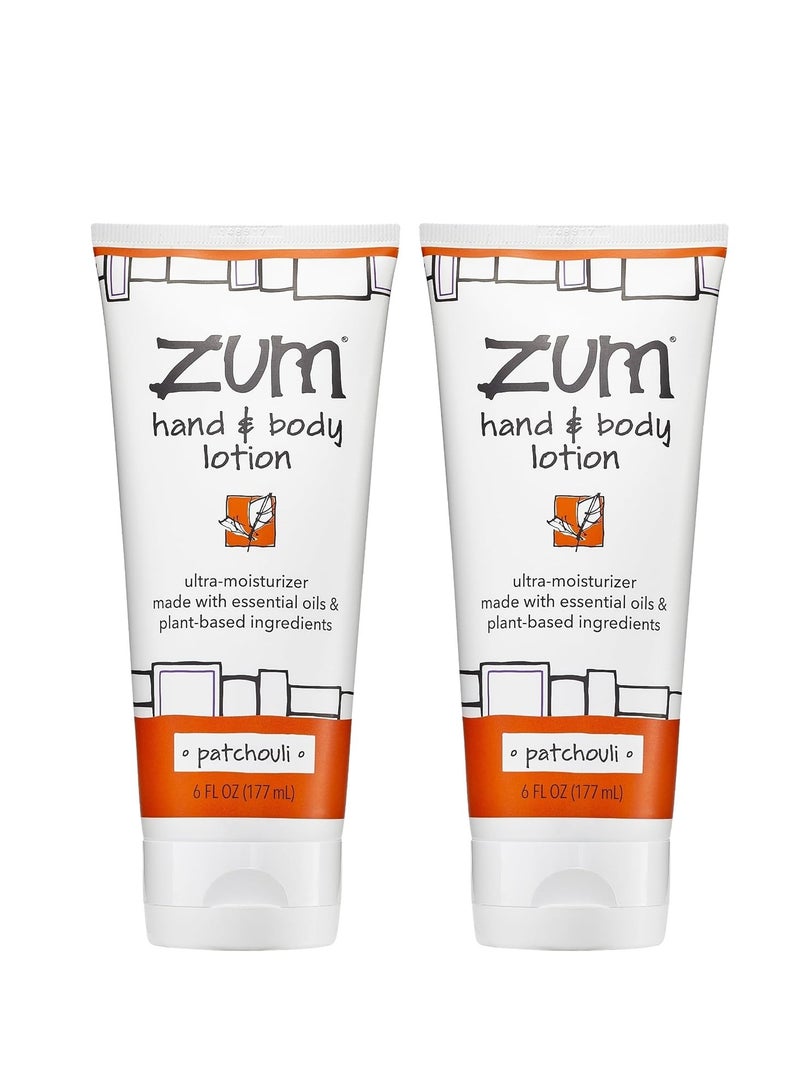 ZUM Zum Indigo Wild Hand & Body Lotion - Natural Hand Lotion for Dry Hands - Body Lotion for Women & Men - Body Moisturizers Include Shea Butter, Jojoba Oil & More - Patchouli Scent - 6 fl oz (2 Pack) - Image 1