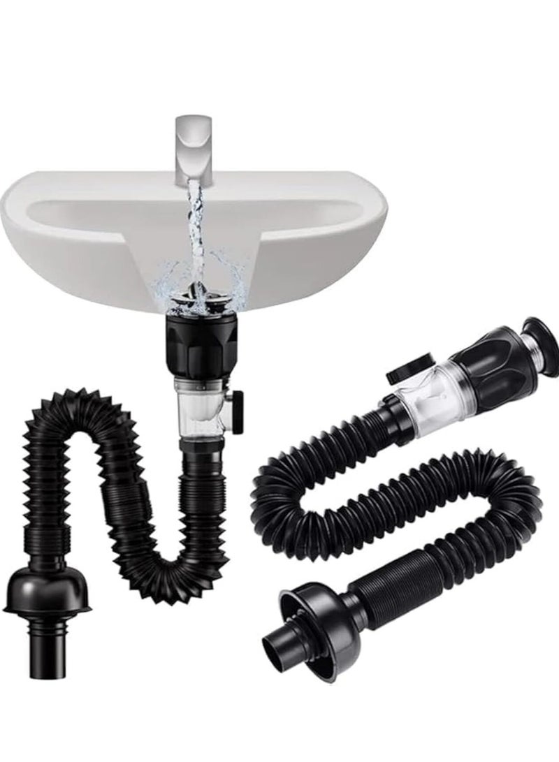 DIOTTI Bathroom Sink Drain Kit,Bathroom Sink Drain Pipe Replacement Pop Up Drain with Built-in Anti-clogging Stopper anti clogging pop-up drain plug suitable for most sink pipes with anti odor design(Black) - Image 1